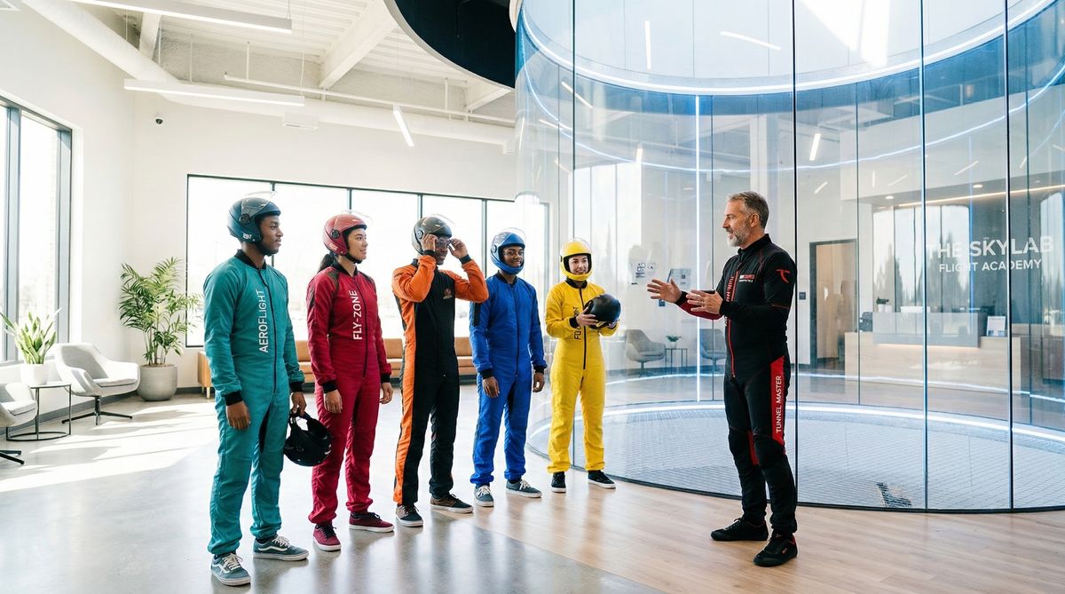 Indoor skydiving instruction